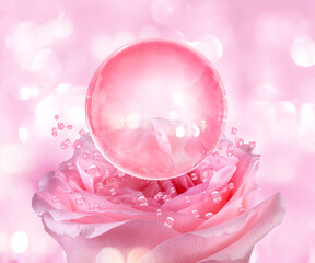 bubble and rose background for cosmetic product