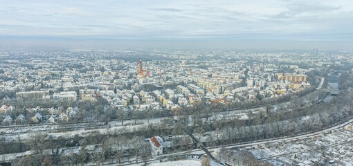 Winter im schwäbischen Augsburg - Panoramablick auf Pfersee