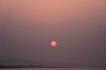 This is the sunrise view of January 1, 2023, at Doripo Port, Muan, Korea.
