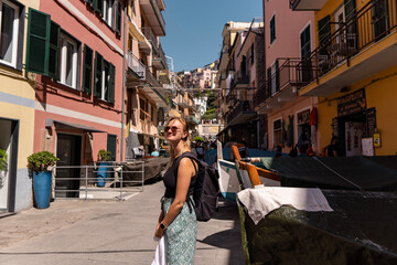 woman tourist in Italian city, Monorola