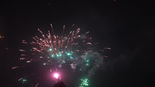 Different kinds of fireworks in Pforzheim Germany on new years 2022