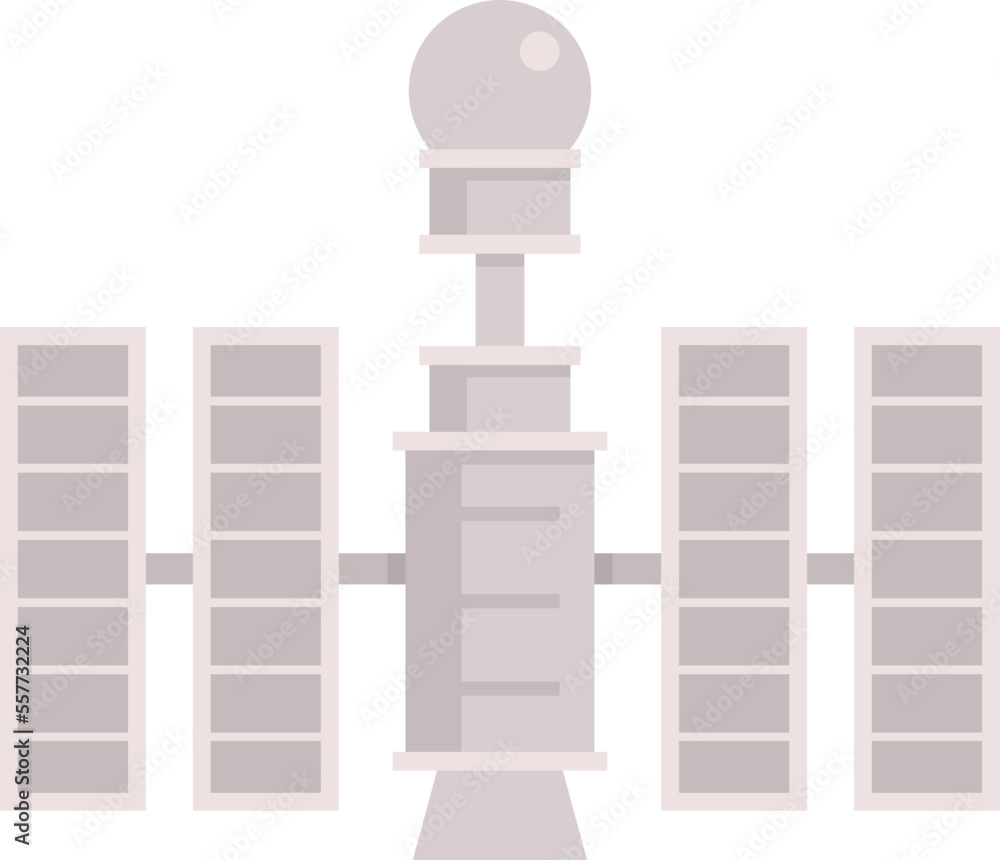 Poster robot space station icon flat vector. astronaut spaceship. planet space station isolated