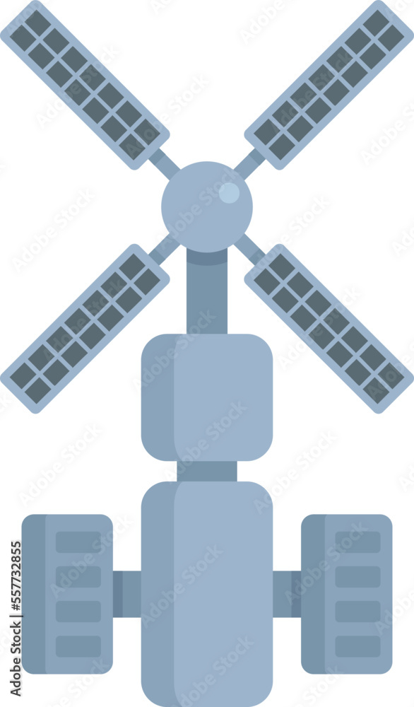 Sticker Galactic space station icon flat vector. Astronaut spaceship. Cosmos space station isolated