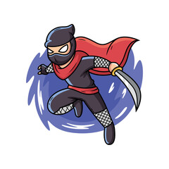 Ninja with sword cartoon. Cartoon vector illustration isolated on premium vector