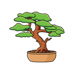 Illustration of bonsai tree in pot. Cartoon vector illustration isolated on premium vector