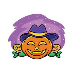 Illustration of pumpkin cartoon. Vector icon illustration isolated on premium vector