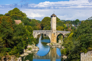 Pont Vieux, bridge in Orthez, New Aquitaine, Departement Pyrenees Atlantiques, France