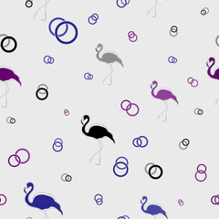 Flamingo seamless pattern with circles. Animal print and geometric shapes. Packaging template, graphic design, textile, bedding, clothing and wallpaper.