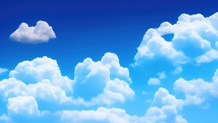 Naklejka na ściany i meble Fantastic soft white clouds against the blue sky background.