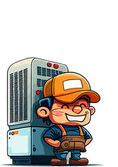 Happy character HVAC air boy mechanic
