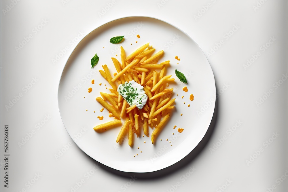 Poster a plate of food with some type of pasta on it with a green sauce on top of it and a small amount of 