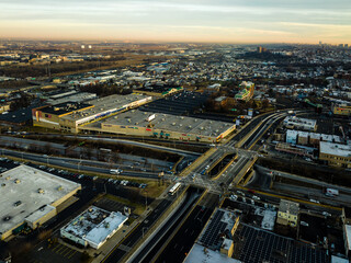 Aerial Drone of Jersey City Sunrise 