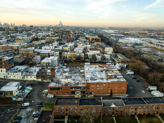 Aerial Drone of Jersey City Sunrise 