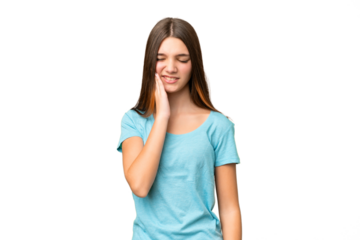 Teenager girl over isolated chroma key background with toothache