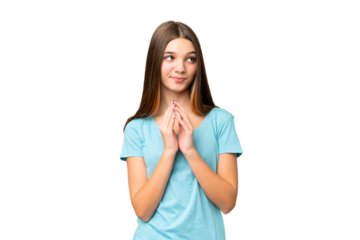 Teenager girl over isolated chroma key background scheming something