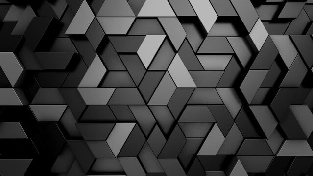 Background of Geometric Shapes. Abstract motion, loop, two color, 3d rendering, 4k resolution
