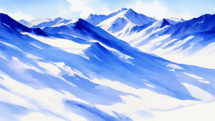 Fototapeta premium Beautiful Snowy Mountains Landscape Watercolor Painting Vector Illustration