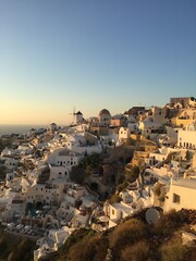 Fototapeta premium Santorini, Greece island village sunset
