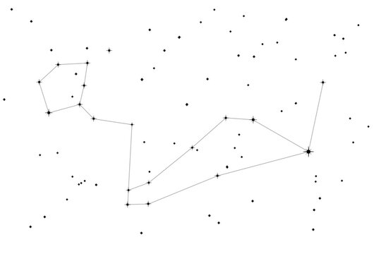 Simple astronomical illustration of the constellation Cetus (the sea monster). Transparent PNG design element for websites, print and other graphics.