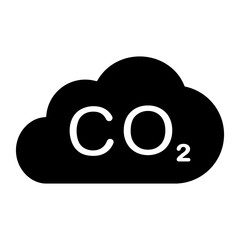 Carbon dioxide emissions icon in flat style. CO2 symbol isolated on white background. Simple abstract sign in black. Vector illustration for graphic design, logo, Web, UI, mobile app.