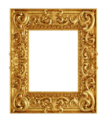 Antique gold picture frame isolated. 3D rendering