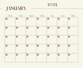 monthly 2023 planner printable vintage aesthetic calendar - obrazy, fototapety, plakaty