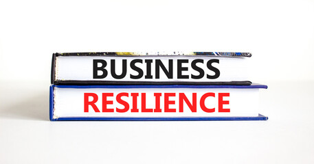 Business resilience symbol. Concept word Business resilience typed on books. Beautiful white table white background. Business and business resilience concept. Copy space.