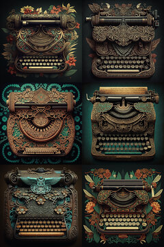 vintage decorated typewriters