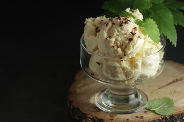 Ice cream scoops in an ice cream bowl