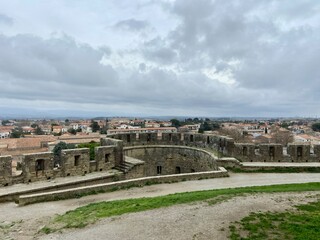 Fototapeta premium view of the city of carcassonne from the medieval cité