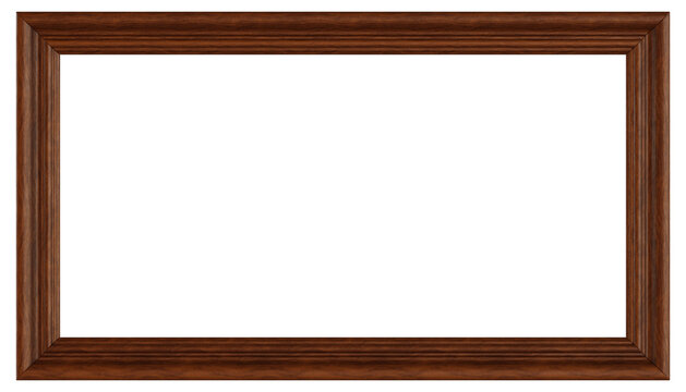 Isolated 2:1 landscape wooden picture frame. 3D rendering