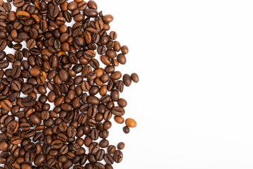 Coffee beans. Isolated on white background. Place for copy space. Place for text. MOCAP