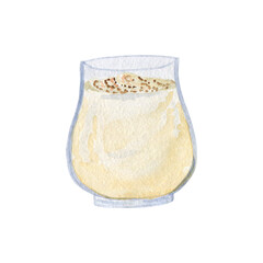 Horchata. Mexican rice drink with cinnamon and vanilla. Traditional Latin American dish. Menu design.