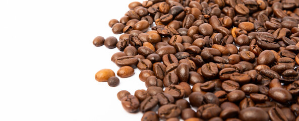 Coffee beans. Isolated on white background. Place for copy space. Place for text. MOCAP