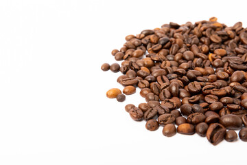 Coffee beans. Isolated on white background. Place for copy space. Place for text. MOCAP