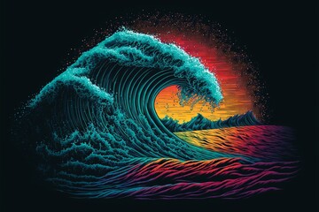 vector illustration of waves - generative AI