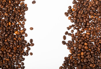 Coffee beans. Isolated on white background. Place for copy space. Place for text. MOCAP