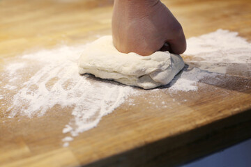 homemade dough kneeding