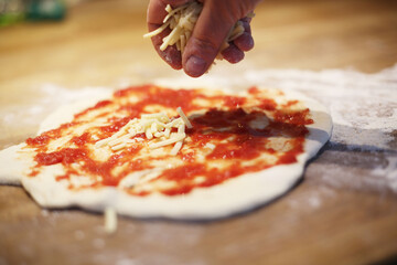 making a homemade pizza