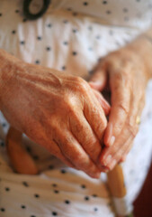 close up of old womans hands