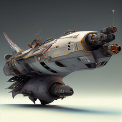 Space battleship in space, generative ai