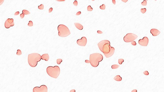 3D Animation of many falling hearts Pencil Scetch, the concept of Valentine's day, love, peace, friends, LGBTQ
