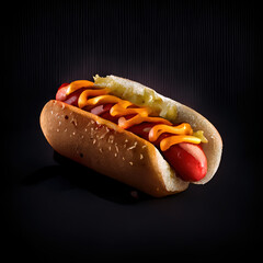 New York hotdog with mustard - 557742242