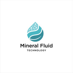 mineral fluid logo design, leaf water drop technology vector