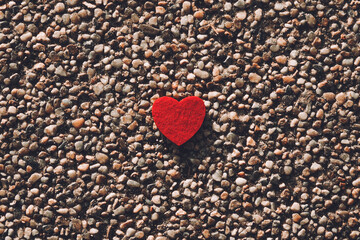 red heart on the stone