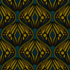 black modern african wax print pattern illustartion - obrazy, fototapety, plakaty