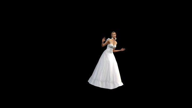 Bride Dancing Transparent Alpha Video Animation
