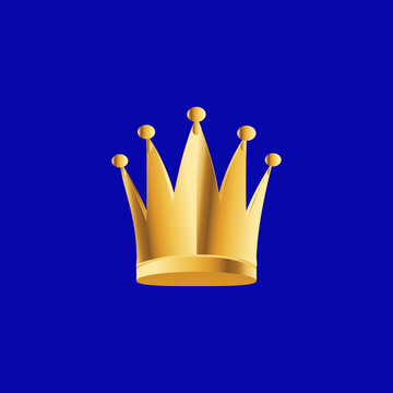 golden crown isolated on blue