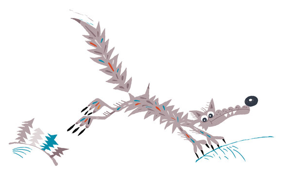 jump, wolf, winter, doodle, nail, teeth, cartoon,