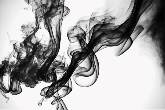 Black Smoke on white Background with Negative Space